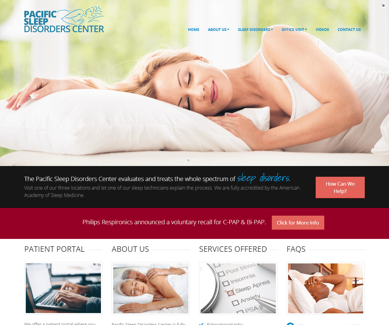 Pacific Sleep Disorders Center Stockton web design project